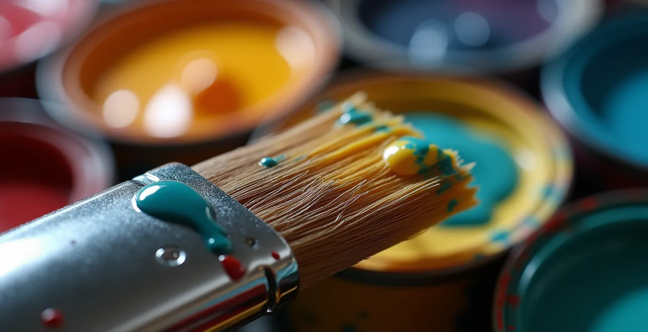 Axe Macro & Textural : Détail de pinceaux et rouleaux professionnels